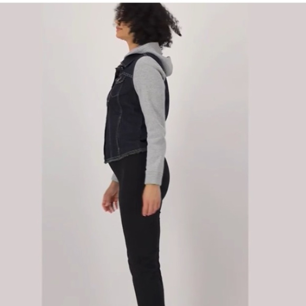 Susan Graver Stretch Denim Frayed Hem & French Terry Jean Jacket - Picture 7 of 16